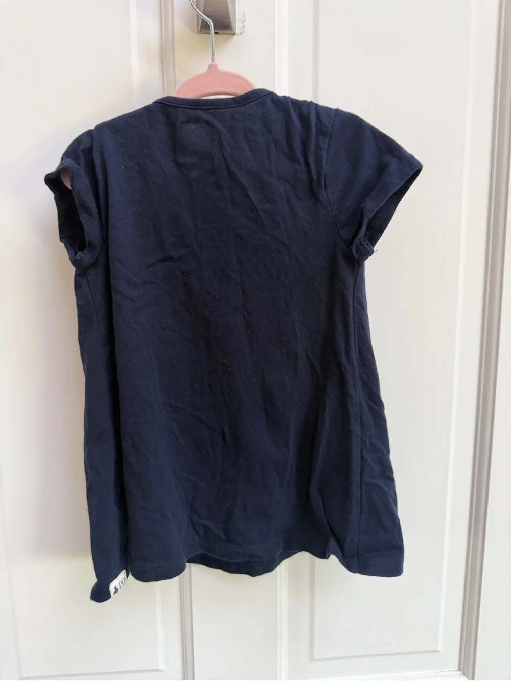 GAP Girls 4 Navy Blue Ruffle Front Short Sleeve Top Blouse Shirt